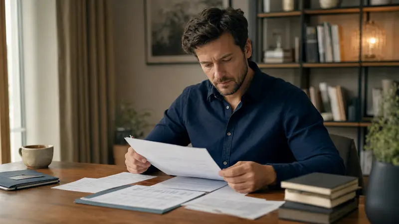 Note holder reviewing mortgage note documents