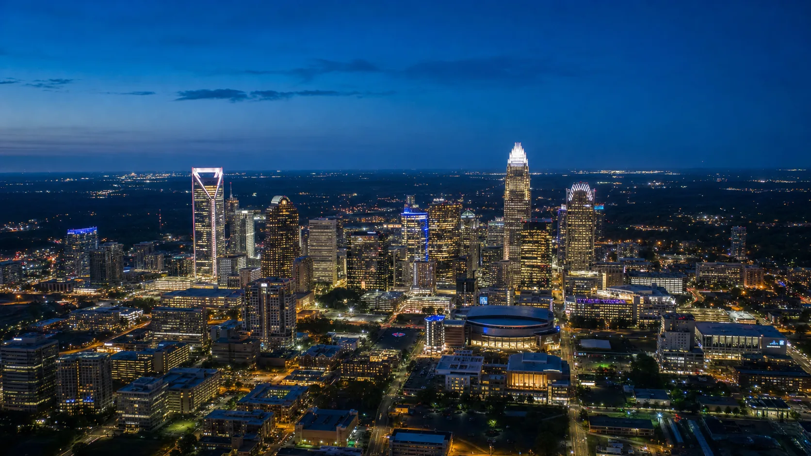 Charlotte skyline at night