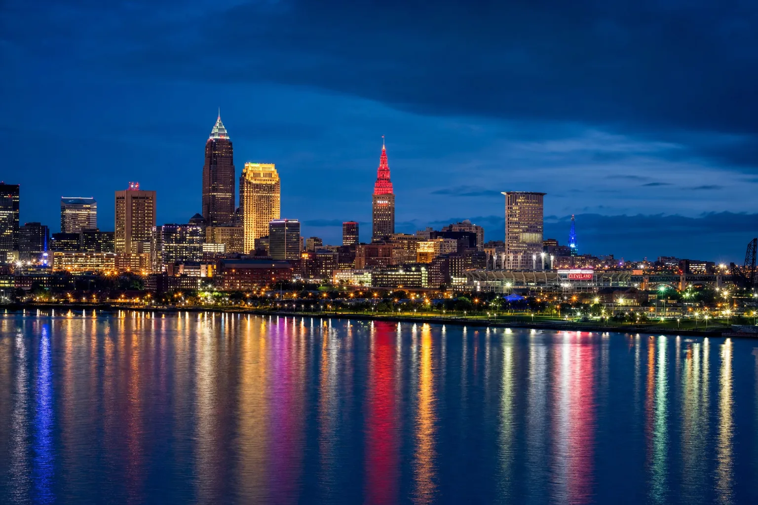 Cleveland skyline at night