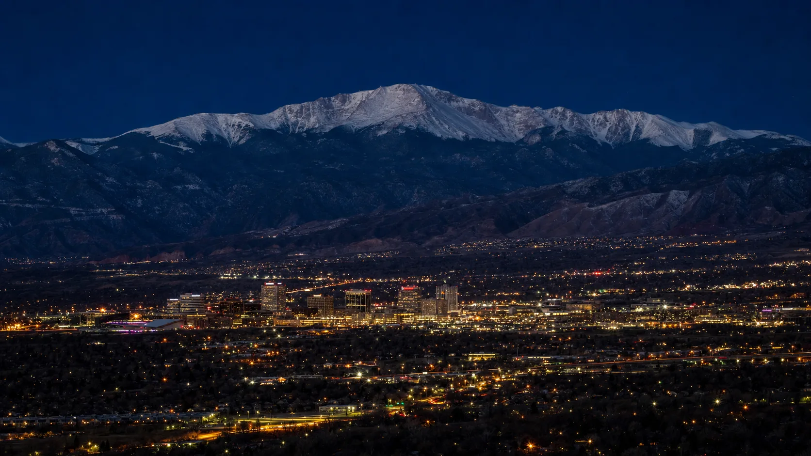 Colorado Springs skyline at night