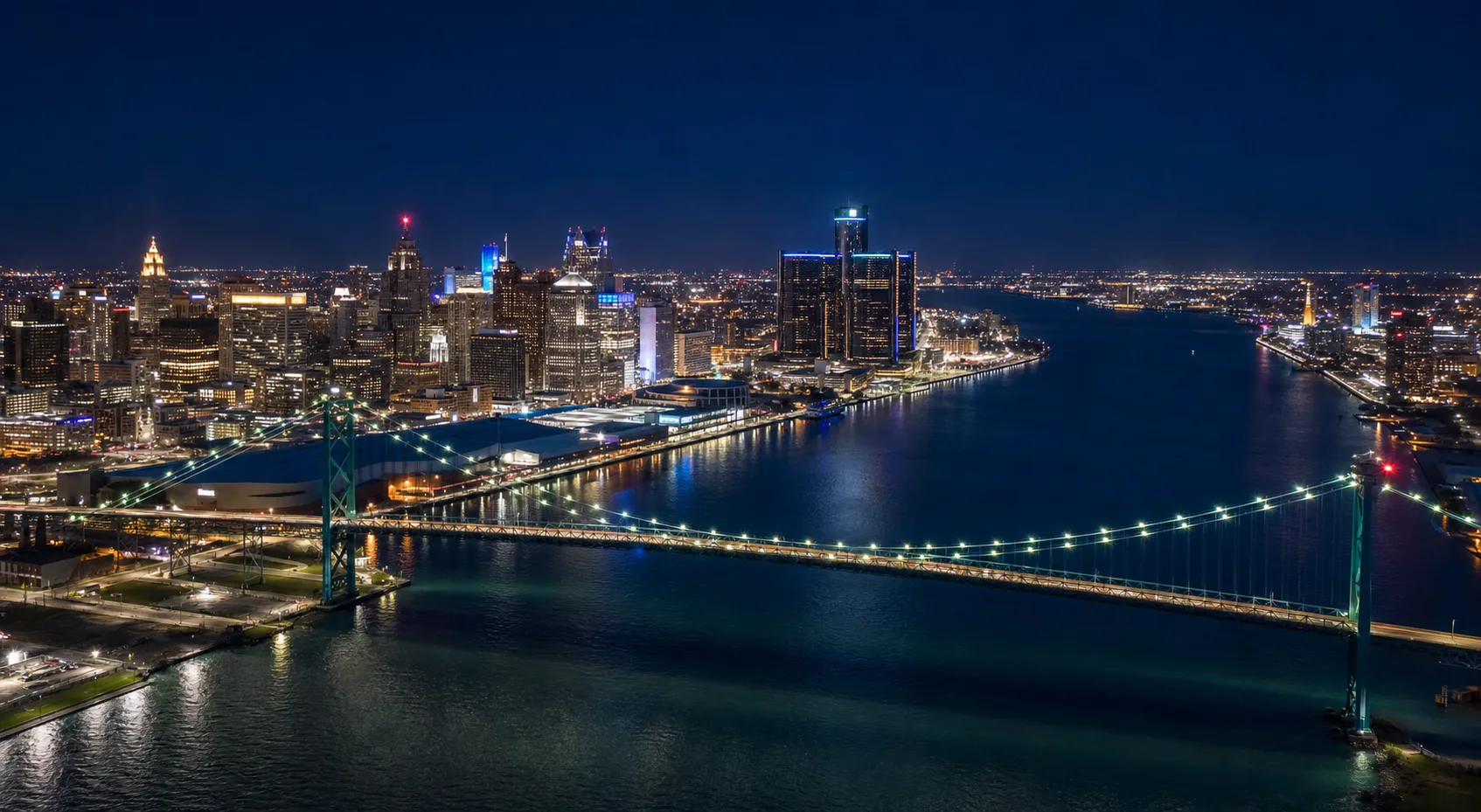 Detroit skyline at night