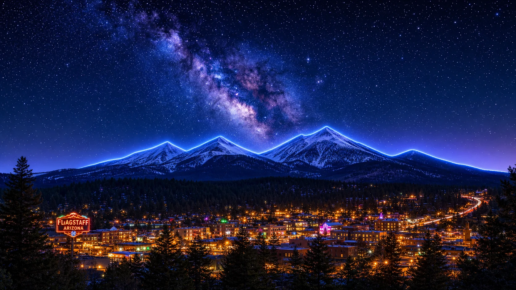 Flagstaff, Arizona mountain town with pine forest