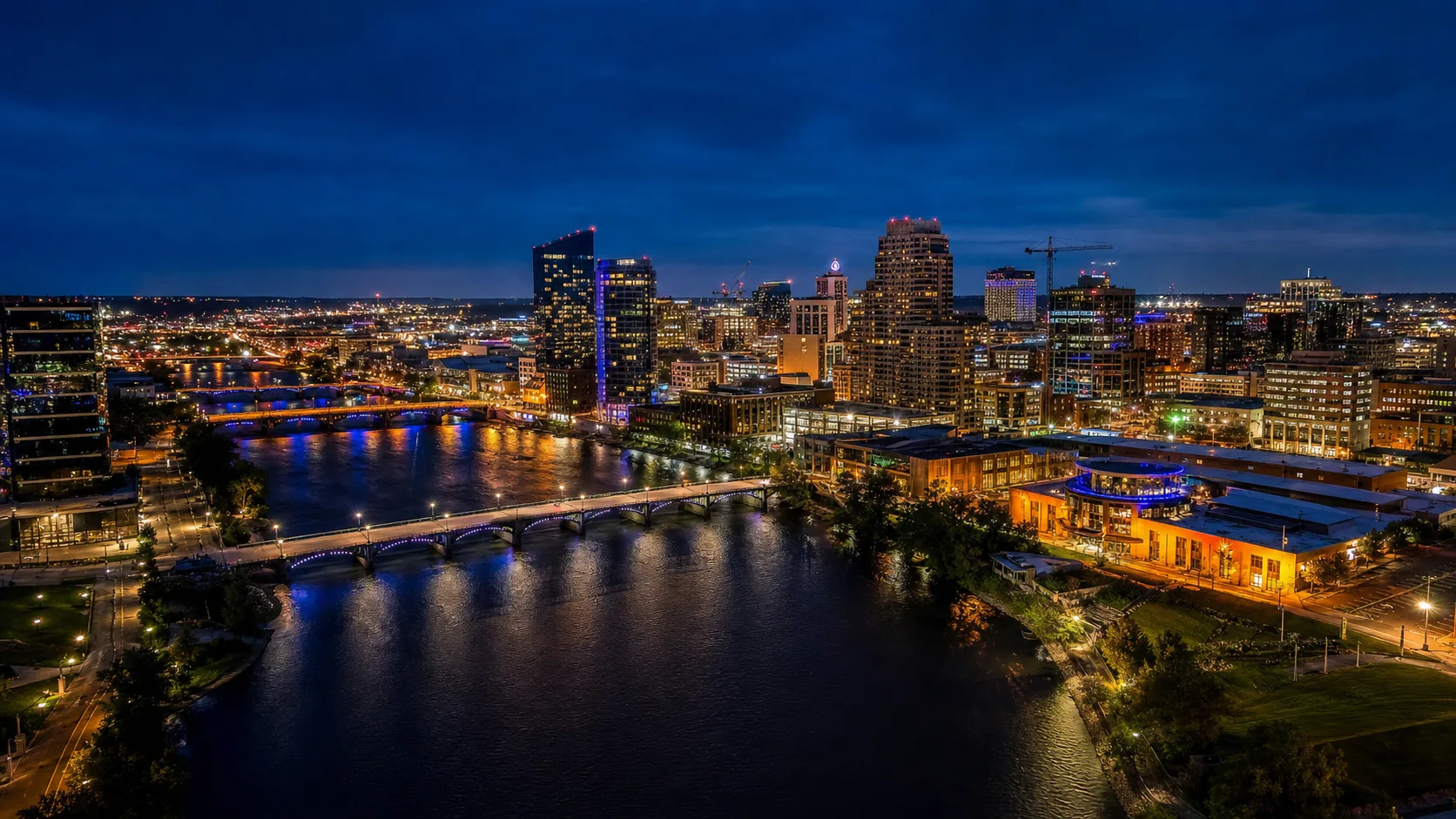 Grand Rapids skyline at night