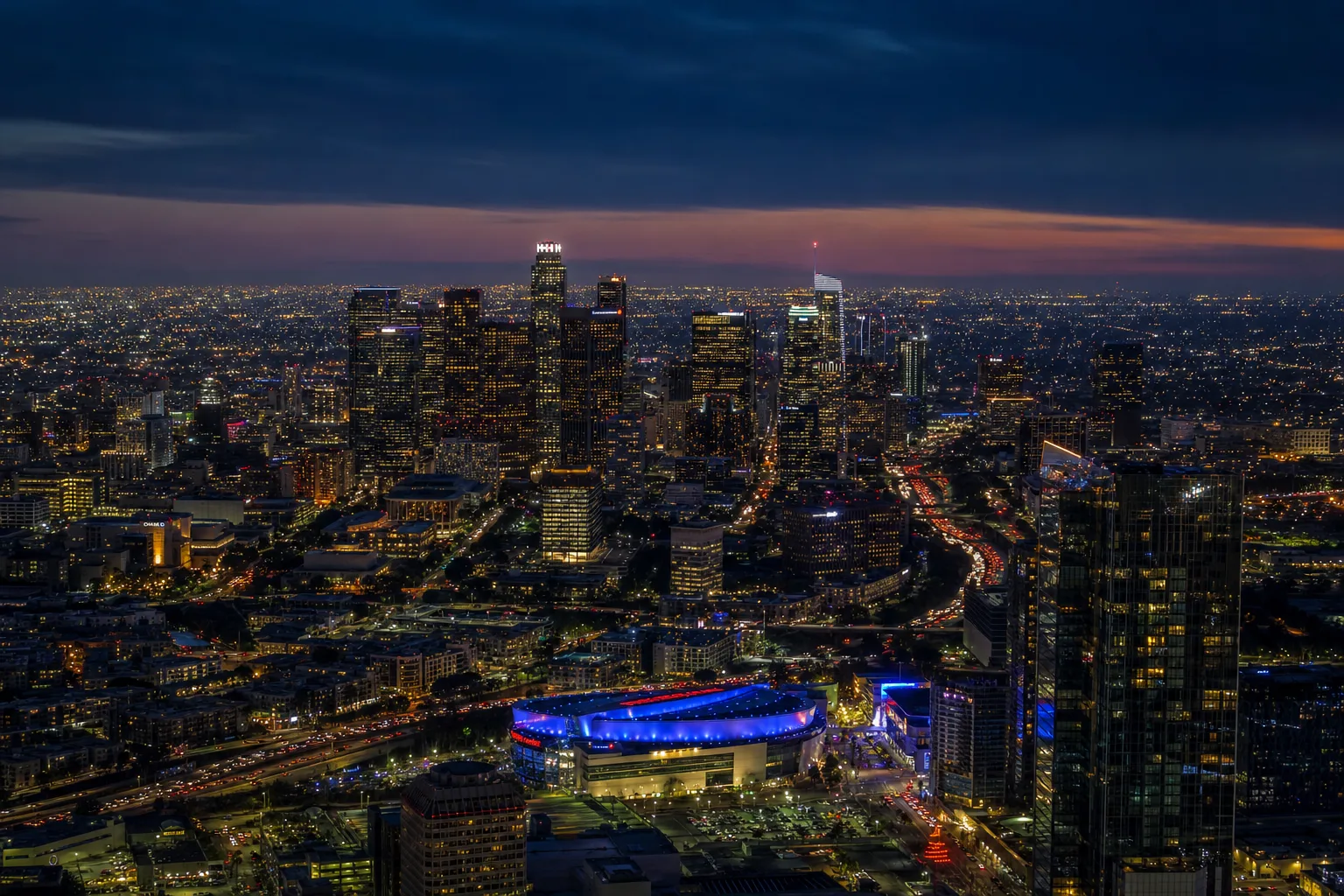 Los Angeles skyline at night