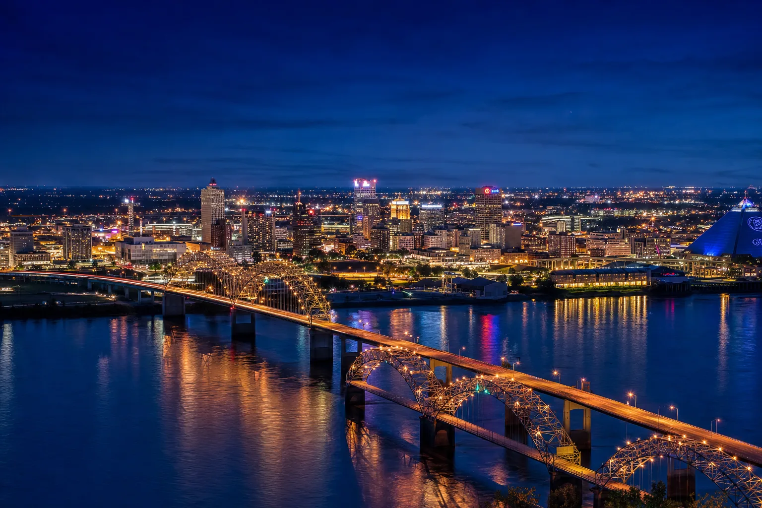 Memphis skyline at night