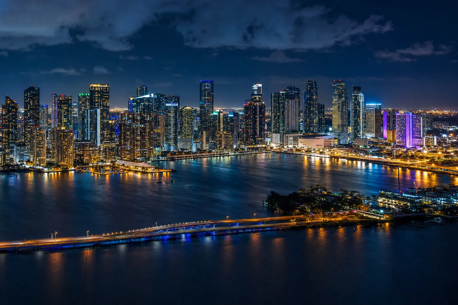 Miami / Fort Lauderdale / West Palm skyline at night
