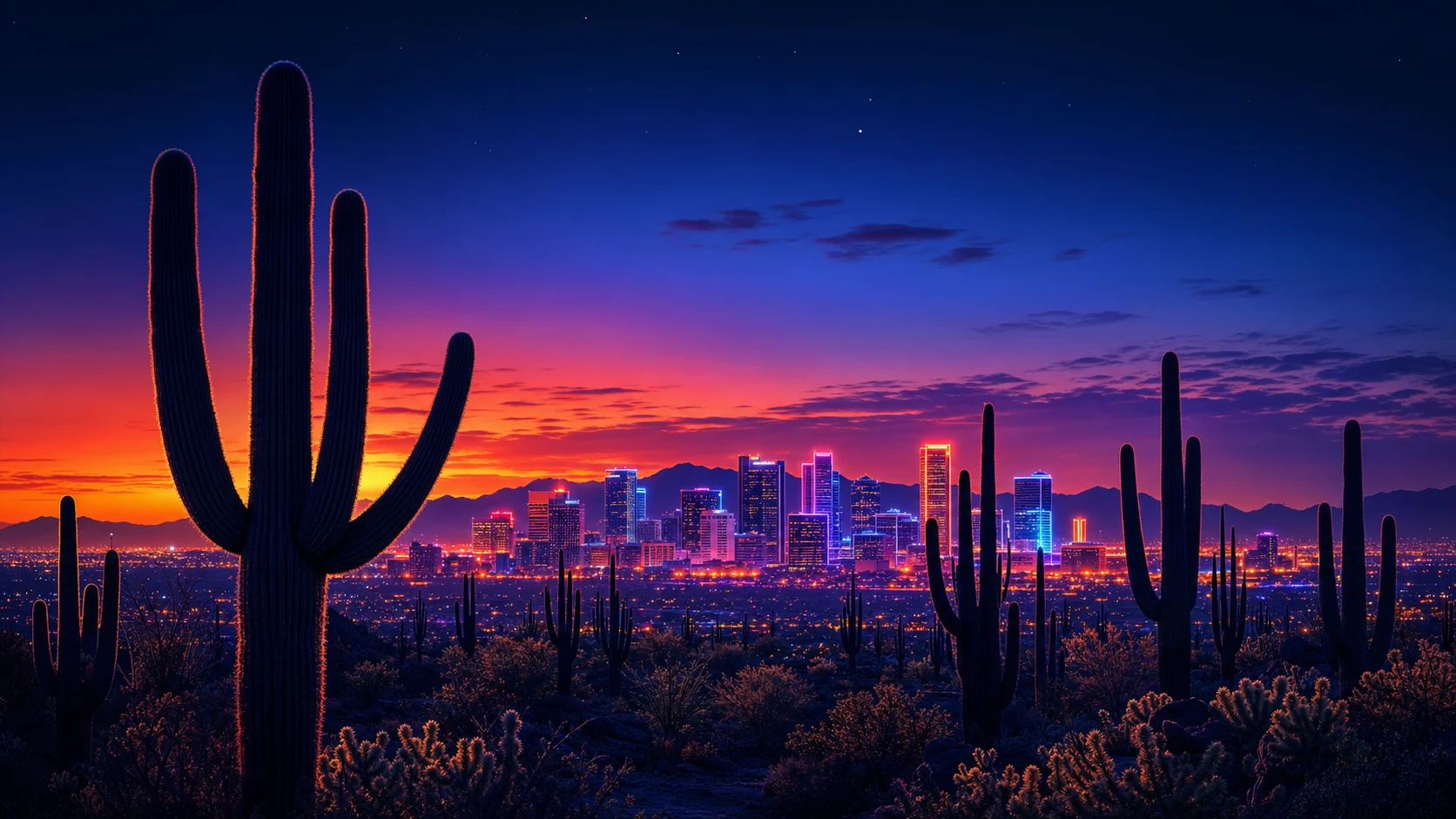 Phoenix Metro skyline at dusk