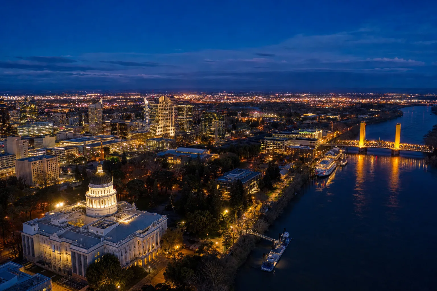 Sacramento skyline at night