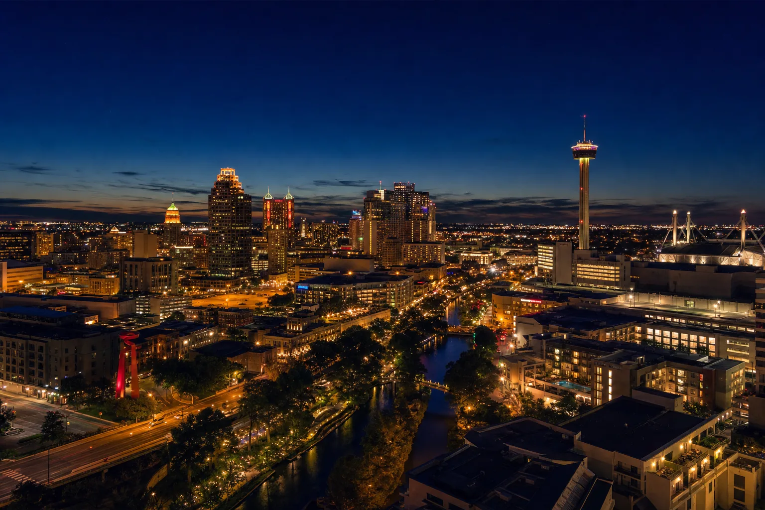 San Antonio skyline at night
