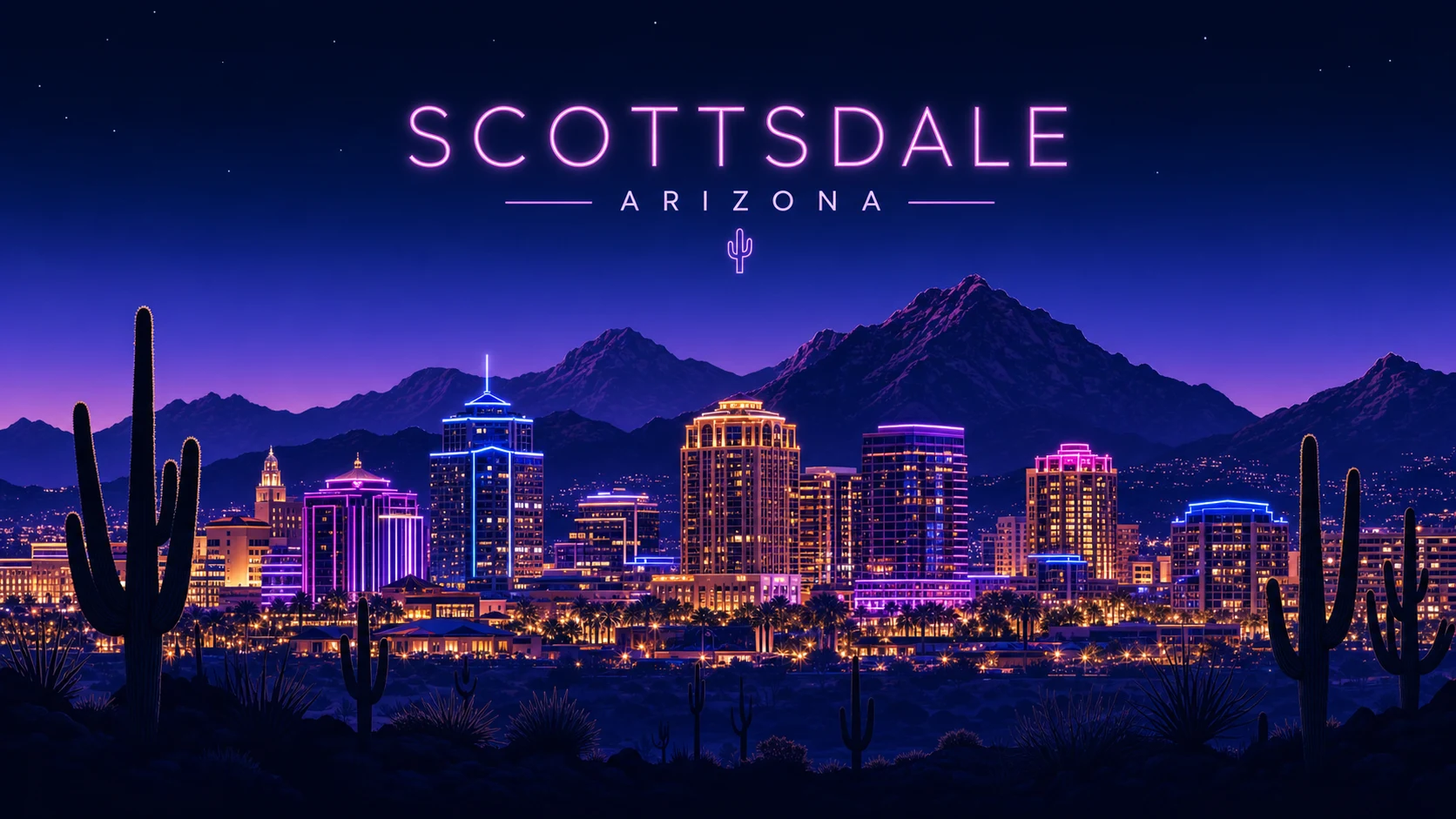 Scottsdale, Arizona skyline with desert mountains