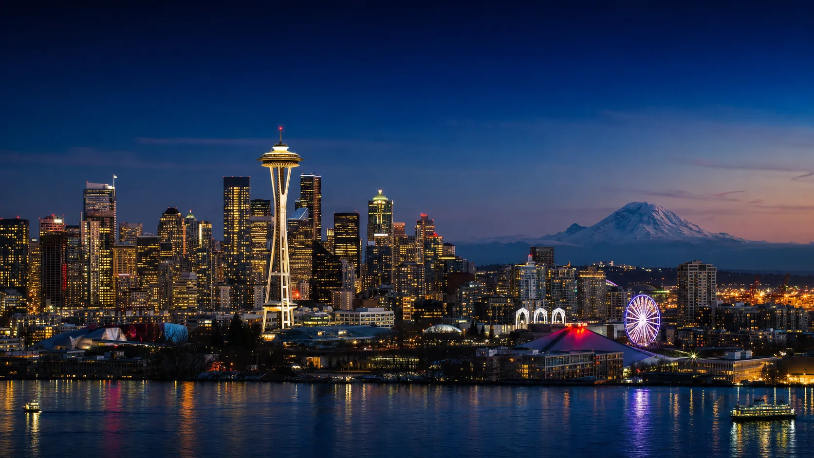 Seattle skyline at night