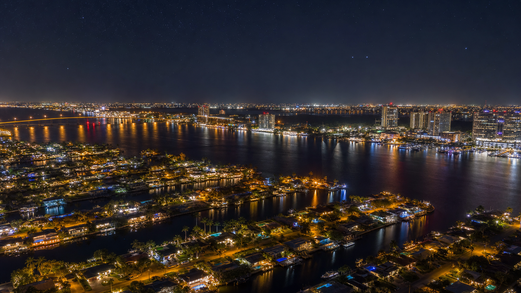 Fort Myers and Cape Coral at night, Southwest Florida