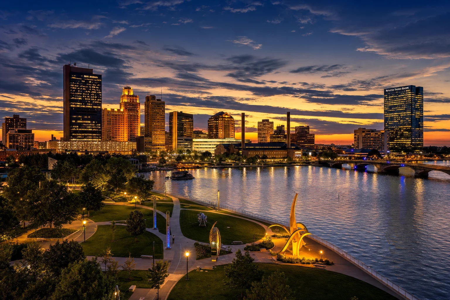 Toledo Ohio skyline along the Maumee River