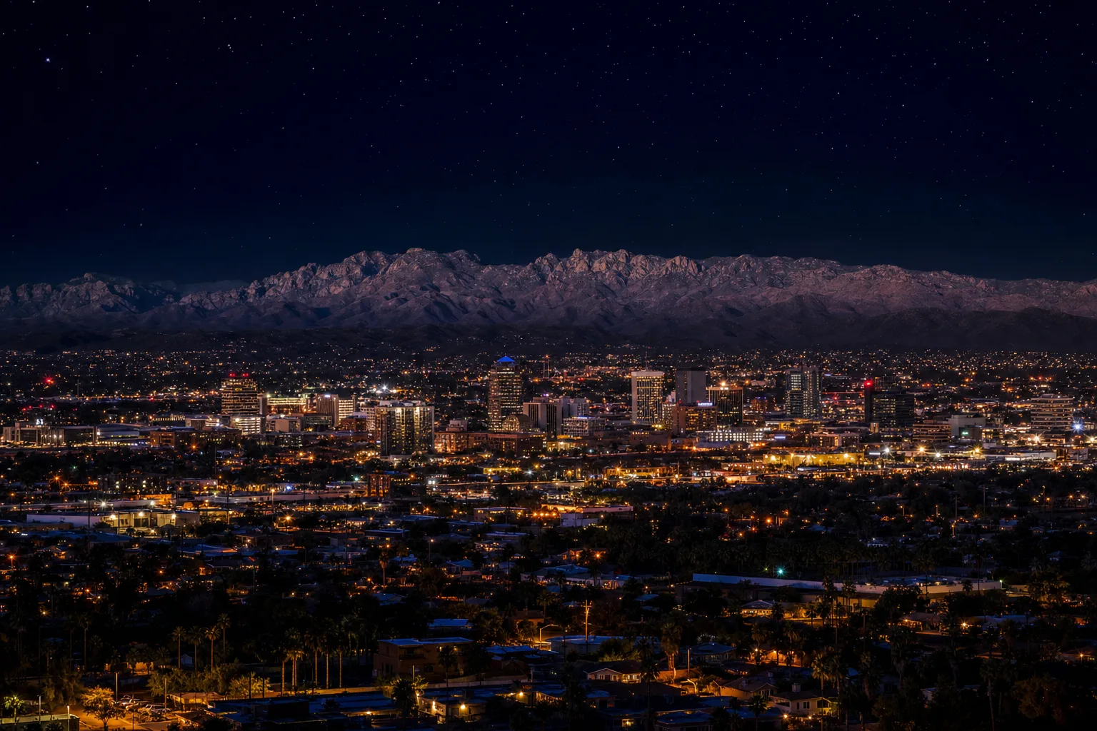 Tucson skyline at night