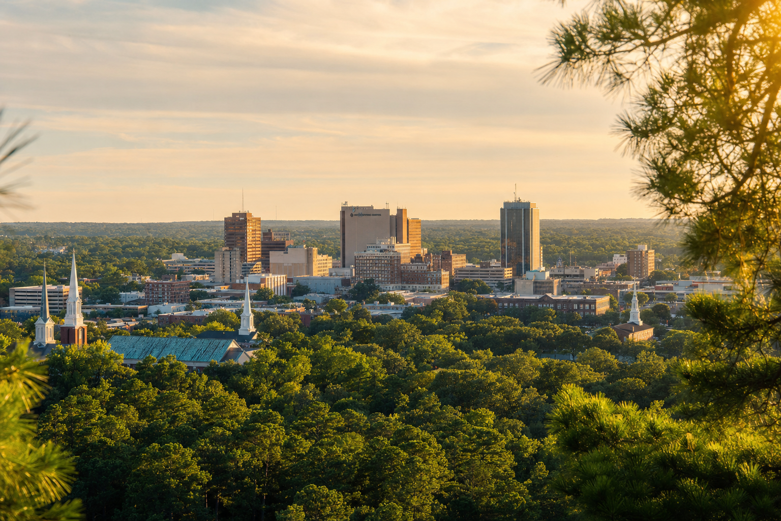 Tyler Texas downtown surrounded by East Texas pine forest