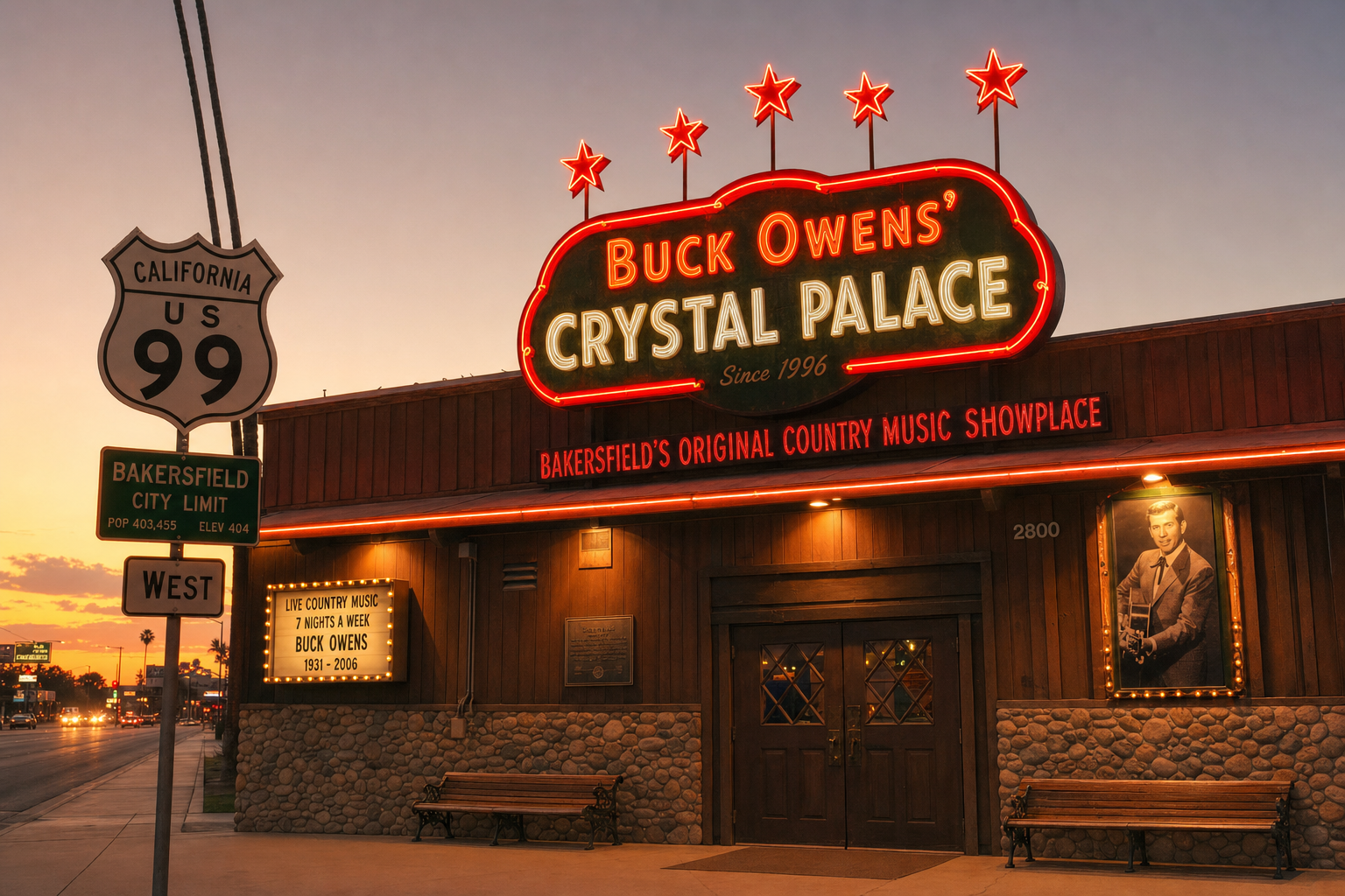 Buck Owens' Crystal Palace country music venue in Bakersfield California