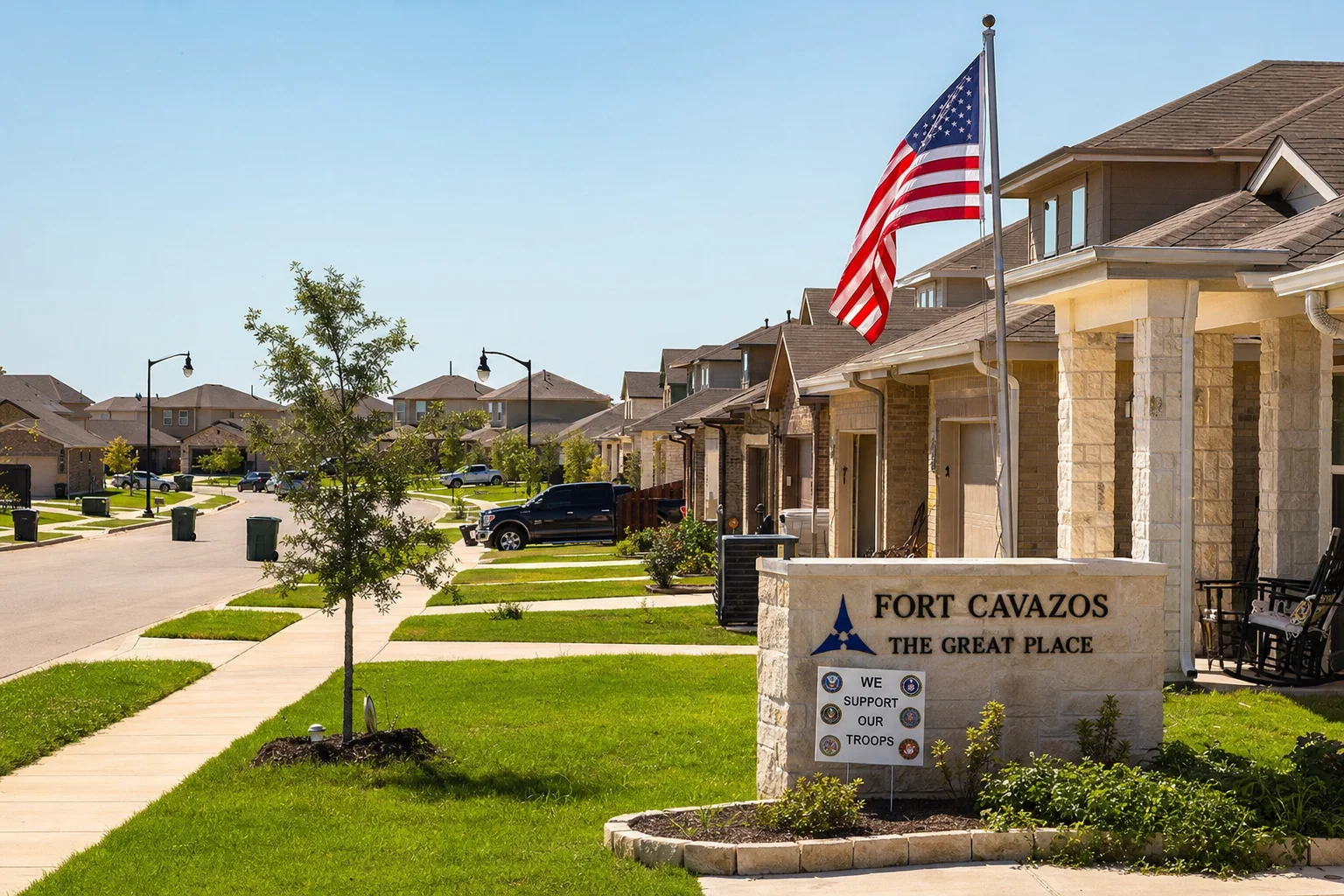 Central Texas Fort Cavazos military community housing near Killeen