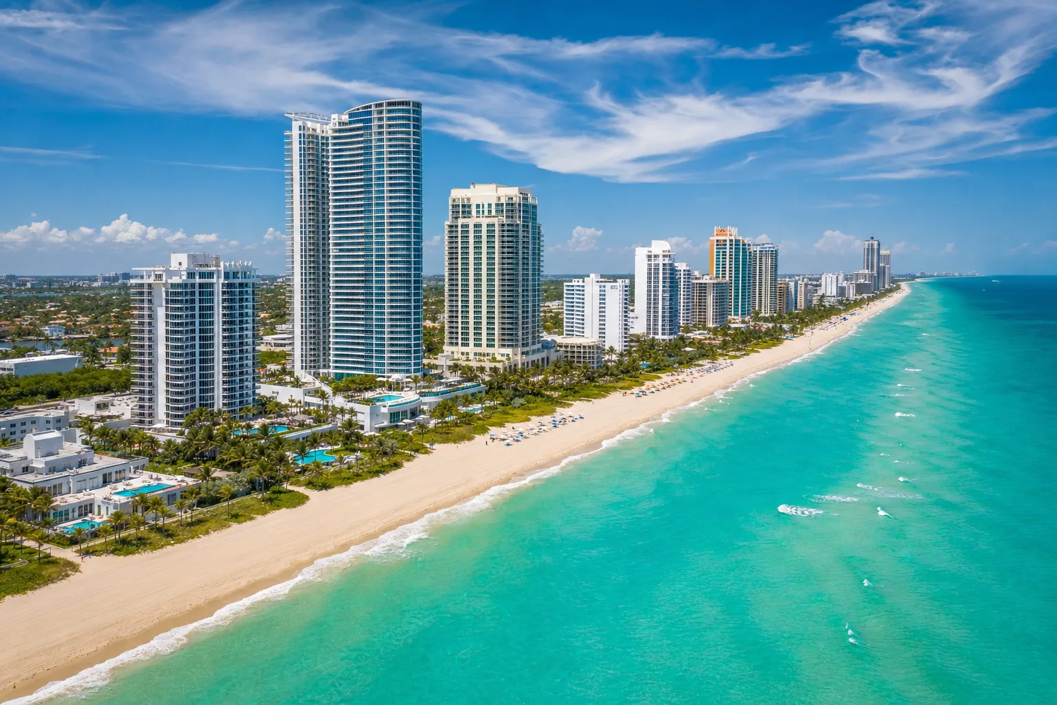 Miami, Florida — aerial beach and coastline