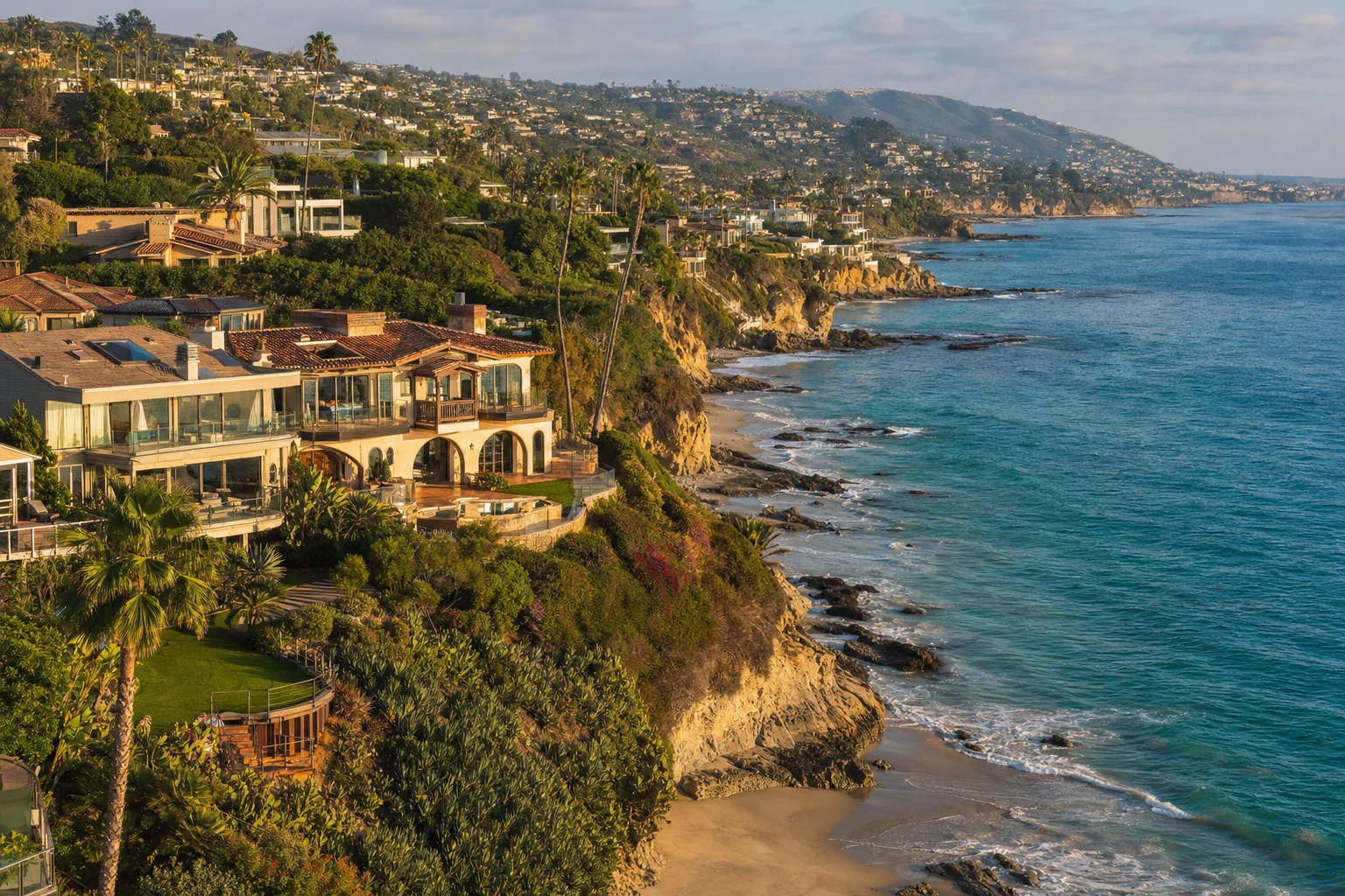Laguna Beach luxury blufftop coastal homes overlooking the Pacific Ocean — Orange County California
