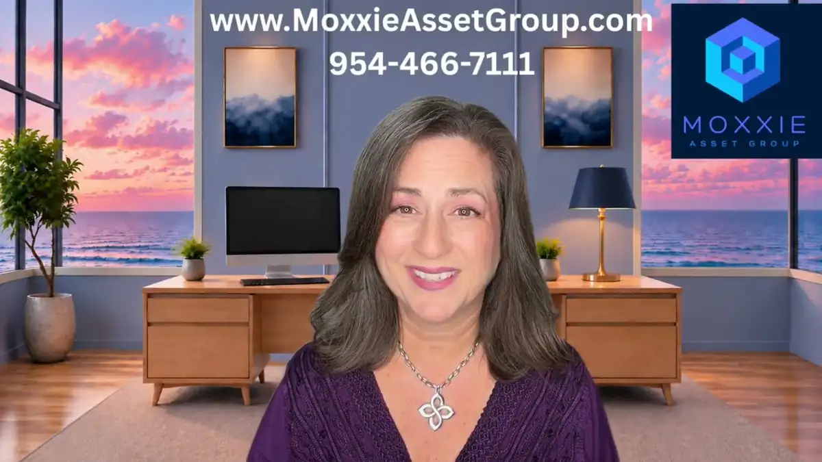 Dawn Bearden, founder of Moxxie Asset Group, introducing herself in her office with an ocean view